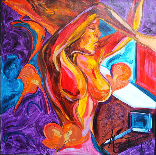 Donna rossa - 100 x 100 cm